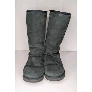 UGG Women's Australia Tall Sheepskin Suede Boots Black Style 5815 Size 8